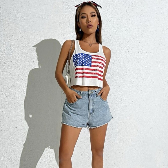 America White Cropped Tank Top 🇺🇸 - Picture 3 of 9